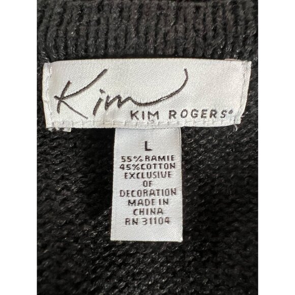 Kim Rogers Womens Festive Cardinal Embroidered Sweater Vest Black Size L - Picture 2 of 16